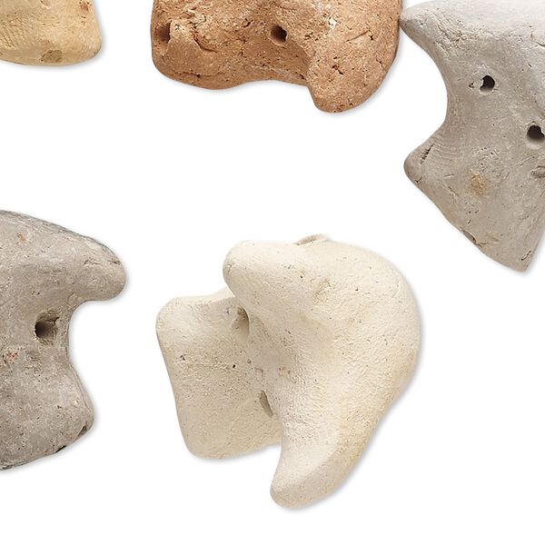 Bead mix, clay, mixed colors, 20x13mm-25x23mm cow head and pig head, 2-4mm hole. Sold per pkg of 5. image number 0