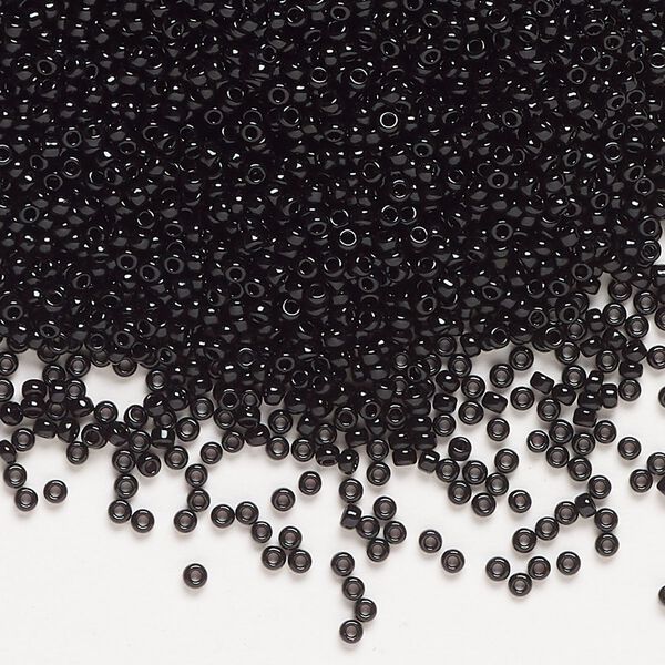 Seed bead, Miyuki, glass, pkg/250g, #15 rocaille, opaque black (RR-401). image number 0