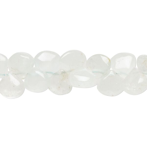 Aquamarine 1pkg1, hand-cut top-drilled puffed teardrop bead 14 inch 8-9mm image number 0