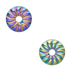 Hemalyke™ 1pkg2, electroplated corrugated donut focal 16mm