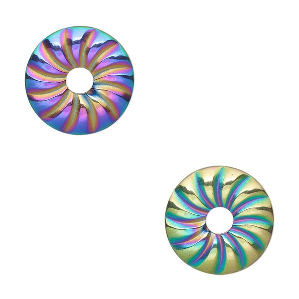 Hemalyke™ 1pkg2, electroplated corrugated donut focal 16mm image number 0