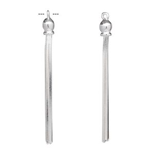 Focal, sterling silver, 36x3.5mm tassel. Sold individually.