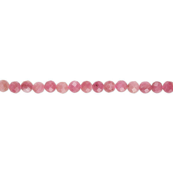 Bead, rhodochrosite (natural), 3mm faceted round, B grade, Mohs hardness 3-1/2 to 4-1/2. Sold per 15-1/2" to 16" strand. image number 0