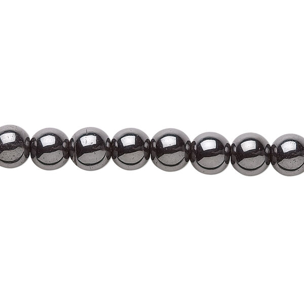 Bead, Hemalyke™ (man-made), magnetic, 6mm round. Sold per 15-1/2" to 16" strand. image number 0
