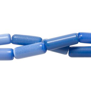 Bead 1pkg2 cat's eye glass (fiber optic glass), 15x5mm-17x6mm round tube, 14 inch opaque dark cobalt blue