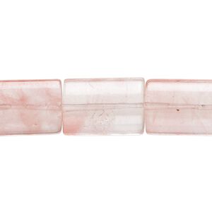 Bead, cherry "quartz" glass, 16x11mm-19x12mm puffed rectangle with 0.6-0.8mm hole. Sold per 15-inch strand.