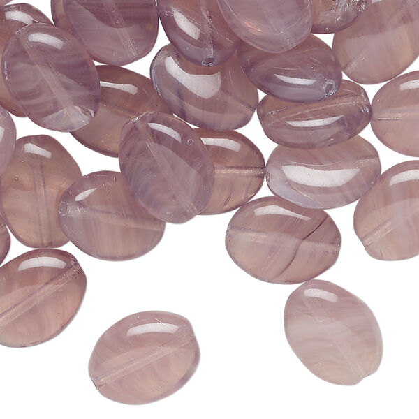 Bead, Czech pressed glass, translucent purple, 12x9mm puffed oval. Sold per 1-ounce pkg, approximately 40 beads. image number 0