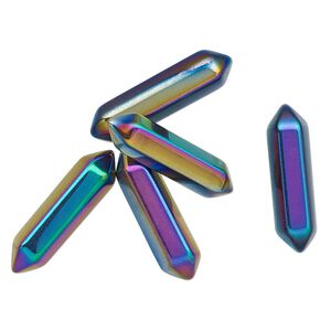 Hemalyke™ 1pkg5, electroplated undrilled double-terminated point drop 23x6mm-25x6mm