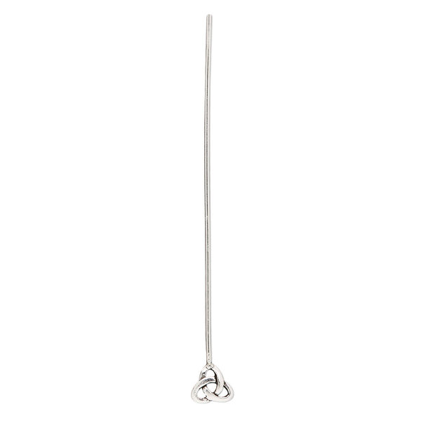 Head pin, antiqued sterling silver, 2 inches with 6mm Celtic triangle knot, 20 gauge. Sold per pkg of 4. image number 0
