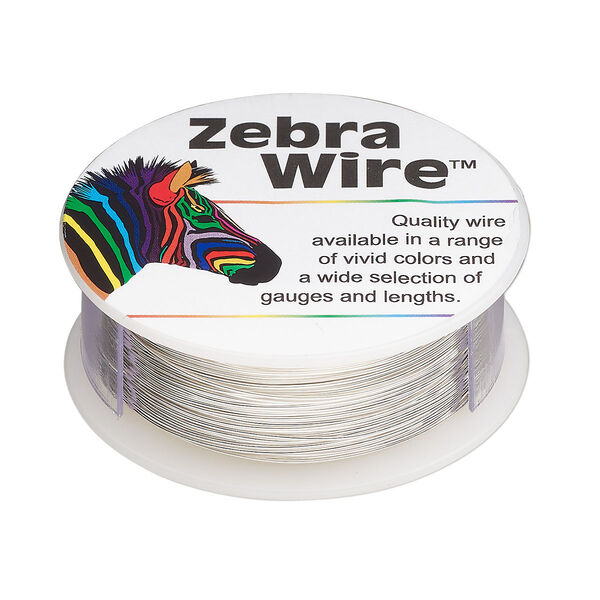 Wire, Zebra Wire™, silver-plated copper, round, 24 gauge. Sold per 1/4-pound spool, approximately 71 yards. image number 0