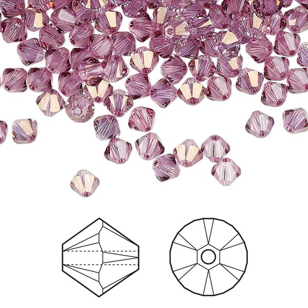 Bead 1440pk dark rose, Swarovski® 4mm XILION bicone 5328 image number 0