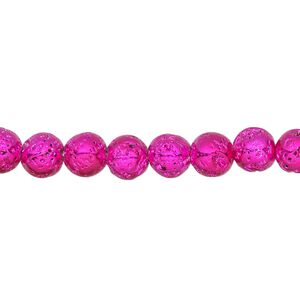 Lava rock 1pkg1, electrocoated round bead 15.5-16 inch 6-7mm