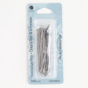 Head pin and eye pin assortment 1pkg100 gunmetal-finished steel, 2 inches, 21 gauge.