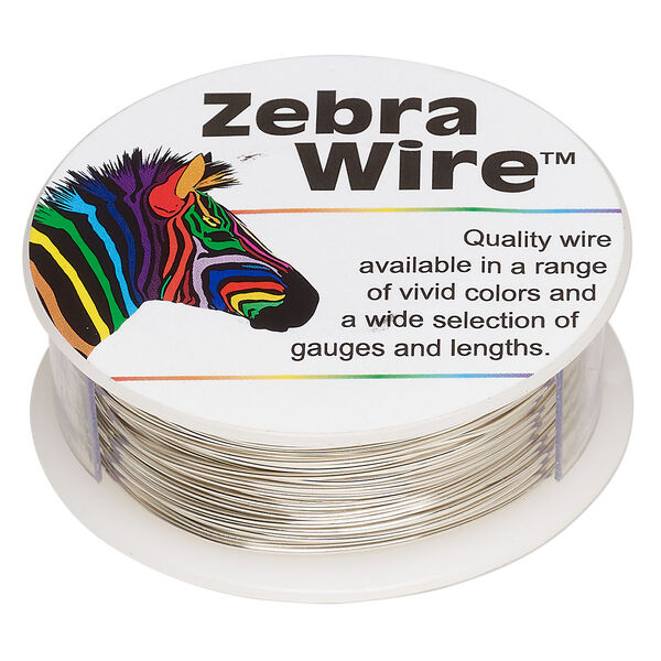 Wire, Zebra Wire™, silver-plated copper, round, 22 gauge. Sold per 1/4-pound spool, approximately 45 yards (41 meters). image number 0