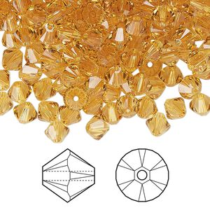 Bead 144pk golden topaz, Crystal Passions® 5mm bicone 5328