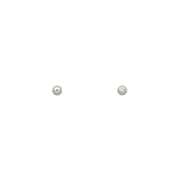 Bead, imitation nickel-plated brass, 2.5mm round. Sold per pkg of 1,000. image number 0