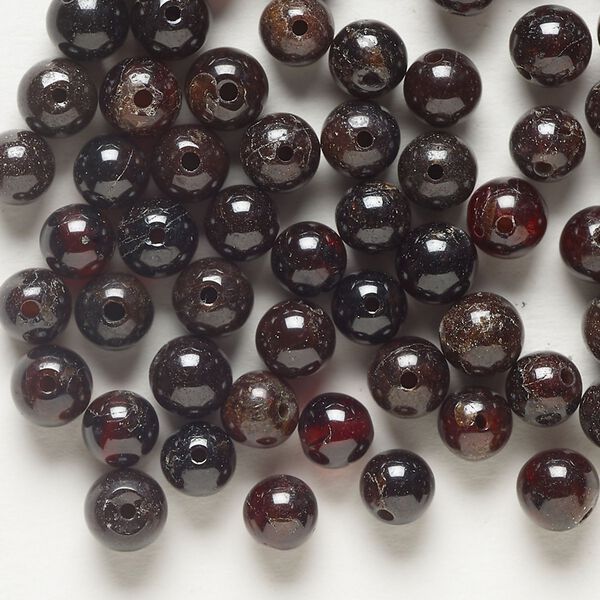 Bead 1pkg1 garnet, 5.5-6.5mm round C grade, 1 ounce dyed image number 0