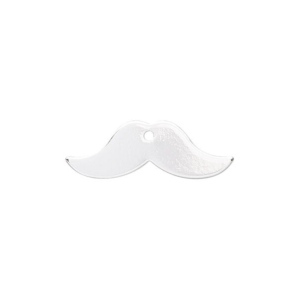Charm, silver-finished steel, 25x9mm mustache. Sold per pkg of 10. image number 0