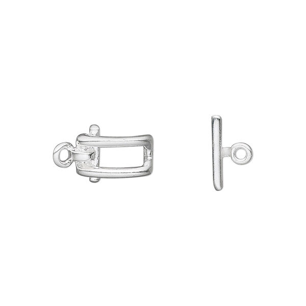 Clasp, toggle, sterling silver, 12x6mm rectangle. Sold individually. image number 0