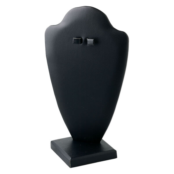 Display, necklace and earring, leatherette, black, 10 x 5-1/2 x 5 inches, VELCRO®-style tab on back. Sold individually. image number 0