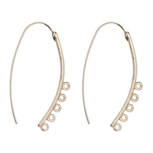 Ear wire 1pkg2, 43mm / 5 closed loop, 20 gauge gold-finished brass 1 pair
