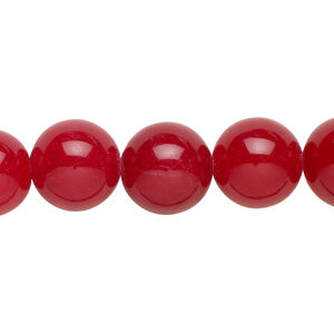 Quartz 1pkg1, round bead, 14 inch cherry red 11-12mm