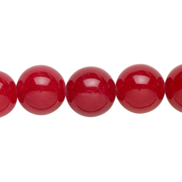 Quartz 1pkg1, round bead, 14 inch cherry red 11-12mm image number 0