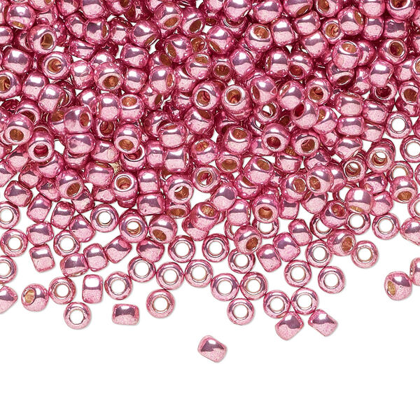 Seed bead, TOHO BEADS®, glass, pkg/50g, #8 round, opaque galvanized PermaFinish pink lilac (TR-08-PF553). image number 0