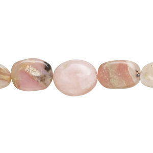 Pink opal 1pkg1, hand-cut flat oval bead natural 13 inch 10x8mm-15x10mm