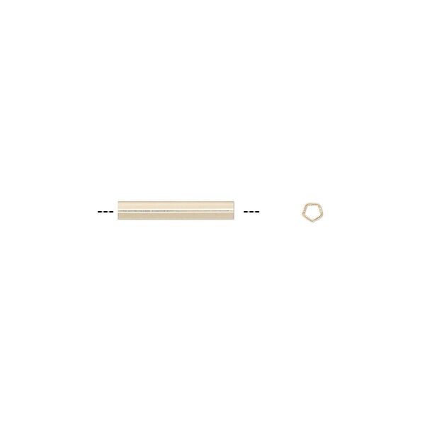 Bead, 14Kt gold-filled, 12x2mm five-sided tube. Sold per pkg of 2. image number 0