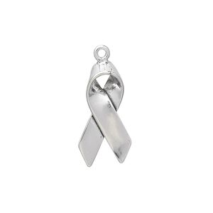 Charm, sterling silver, 22x11mm awareness ribbon. Sold individually.