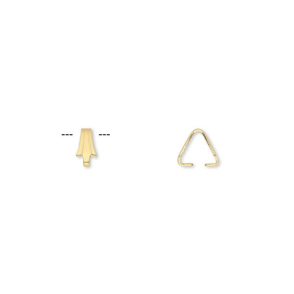 Bail, ice-pick, gold-plated brass, 6.5x3mm, 5mm grip length. Sold per pkg of 100. image number 0