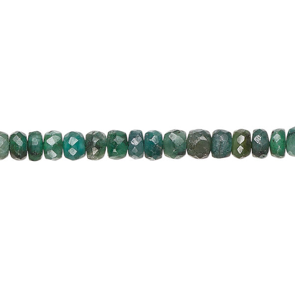 Emerald 1pkg1, hand-cut faceted rondelle bead D grade, 13 inch 4x2mm-5x4mm image number 0