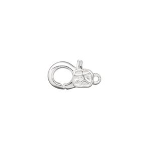Clasp lobster claw 1pkg100 silver-plated, 13x8mm, brass 1-strand