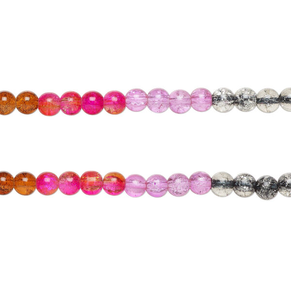 Bead, glass, translucent multicolored, 8-8.5mm round. Sold per pkg of (2) 7-inch strand, approximately 50 beads. image number 0