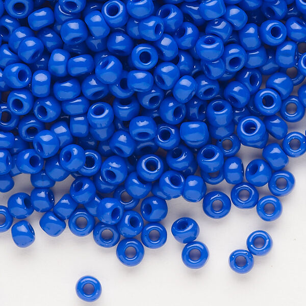 Seed bead, Dyna-Mites™, glass, opaque medium blue, #6 round. Sold per 40-gram pkg. image number 0