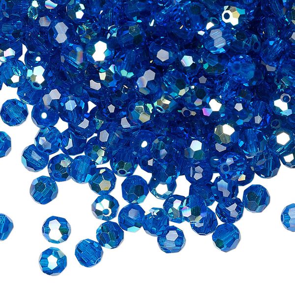 Bead 24pk Capri blue AB, Preciosa Czech crystal 4mm round image number 0