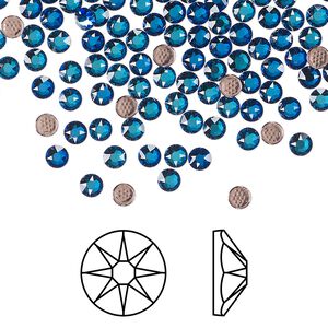 Flat back 144pk crystal Bermuda blue foil back, Crystal Passions® hotfix 3-3.2mm round SS12 2078