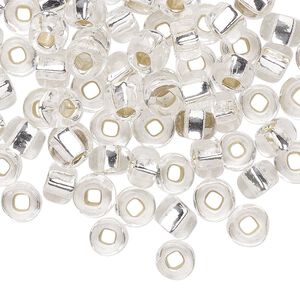 Seed bead, Preciosa Ornela Czech glass, pkg/500g, #2 rocaille, transparent silver-lined clear, (78102).