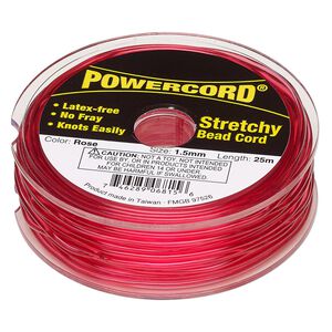 Cord, Powercord®, elastic, rose, 1.5mm, 22-pound test. Sold per 25-meter spool.