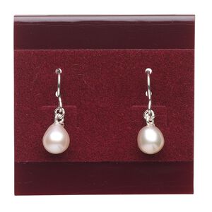 Earring card, plastic and velour, burgundy, 2x2 inch square. Sold per pkg of 100.