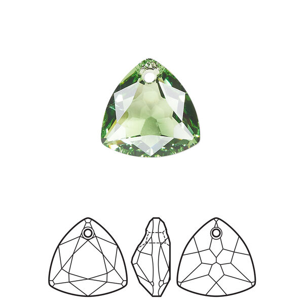 Drop 1pk peridot, Crystal Passions® Regenerated 14.5mm pendant trilliant cut 6434 image number 0