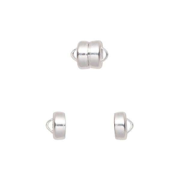 Clasp, Mag-Lok®, magnetic, silver-plated brass, 5.9x4.8mm barrel. Sold per pkg of 12. image number 0