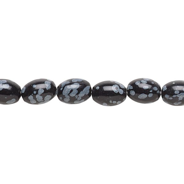 Snowflake obsidian 1pkg1, oval bead natural 15.5-16 inch 8x6mm image number 0