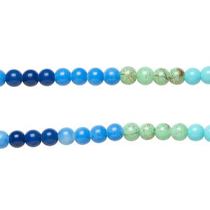 Bead, coated glass, opaque mixed blues, 8-8.5mm round. Sold per pkg of (2) 7-inch strands, approximately 50 beads.