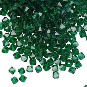 Bead 720pk emerald, Preciosa Czech crystal 4mm bicone