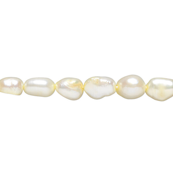Pearl, cultured freshwater (dyed), daffodil, 6-7mm flat-sided rice, C- grade, Mohs hardness 2-1/2 to 4. Sold per 16-inch strand. image number 0