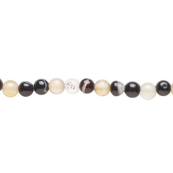 Bead, black agate (dyed), 4mm round, D grade, Mohs hardness 6-1/2 to 7. Sold per 15-inch strand. image number 0