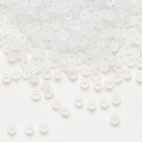Seed bead, Miyuki, glass, pkg/50g, #8 rocaille, translucent matte crystal clear, (RR-131F). image number 0