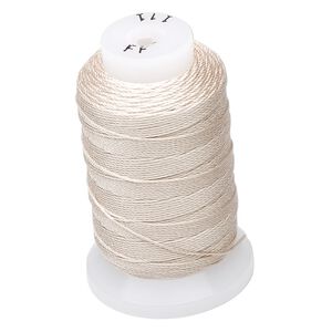Thread, Purely Silk™, 3-ply, ecru, size FF. Sold per 115-yard spool.